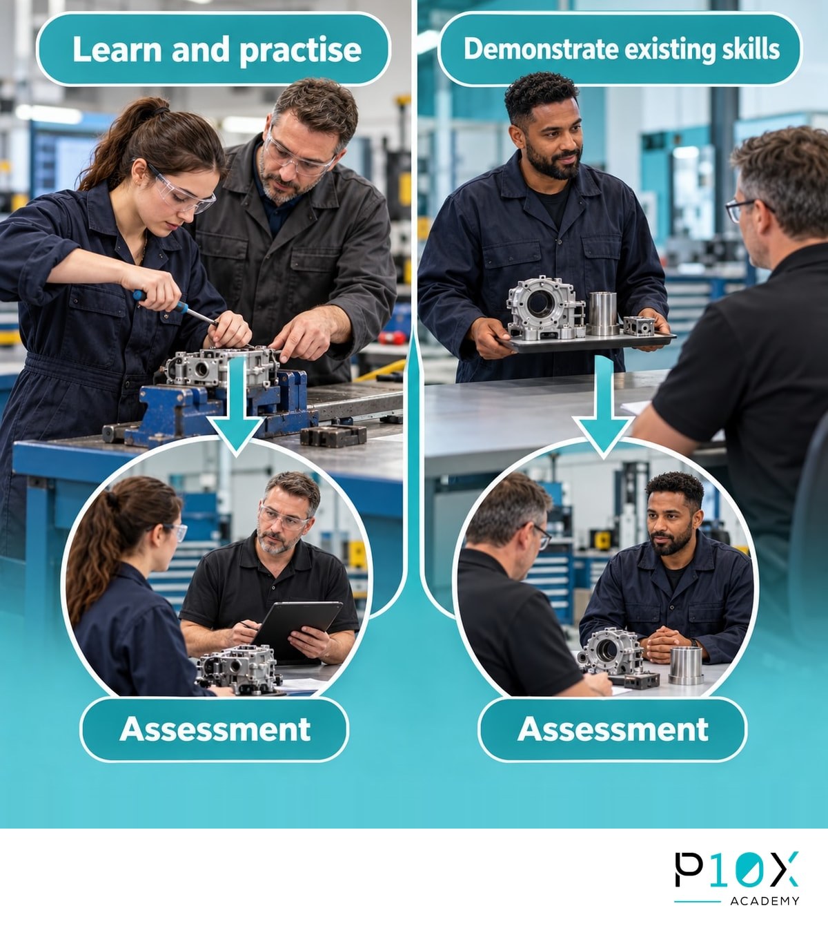 Training to learn skills and assessment of existing skills are different routes